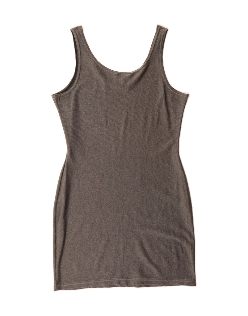 VINTAGE Womens Sleeveless Sheath Dress UK 12 Medium Grey Polyester Vintage Vintage and Second-Hand Vintage from Messina Hembry 