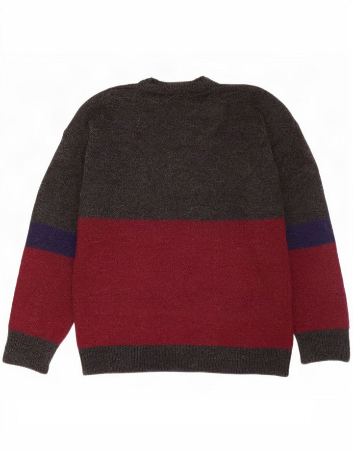 Vintage Mens Crew Neck Jumper Sweater Large Multicoloured Colourblock