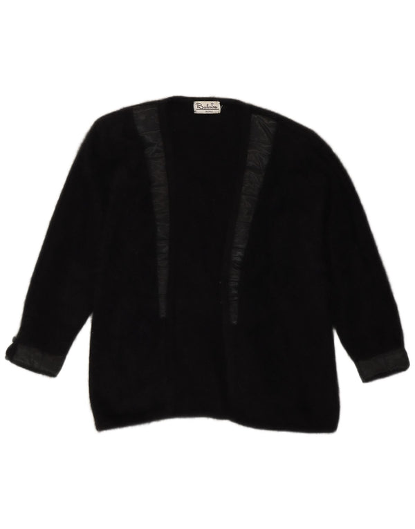 Renato Balestra Womens Open Cardigan Sweater UK 14 Medium Black Angora