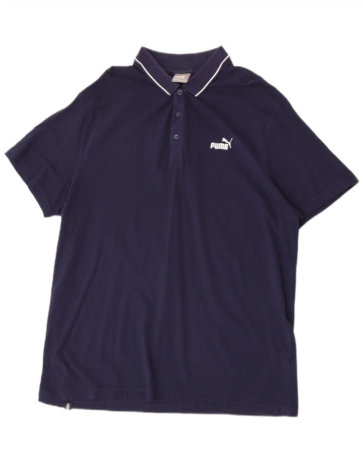 Puma Mens Polo Shirt 2XL Navy Blue Cotton