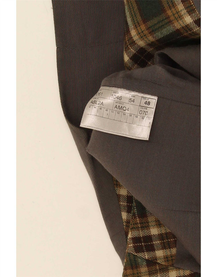 Vintage Mens Waistcoat IT 48 Medium Green Check Virgin Wool