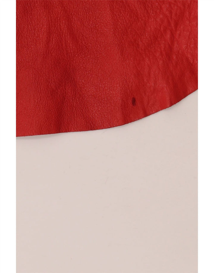 Strenesse Womens Leather Shirt UK 12 Medium  Red Lambskin