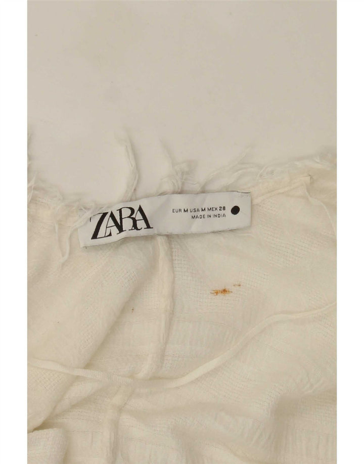 Zara Womens Longline Short Sleeve Oversized Cardigan Top UK 14 Medium White