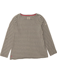 JOULES Womens Top Long Sleeve UK 16 Large Grey Striped Cotton