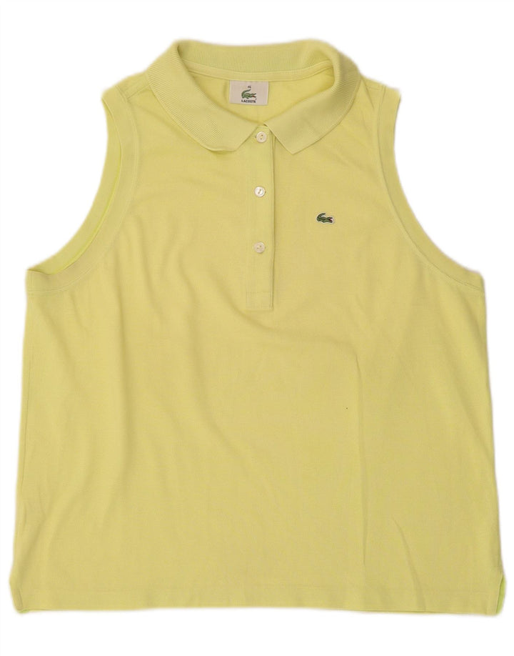 LACOSTE Womens Sleeveless Polo Shirt Size 46 XL Yellow