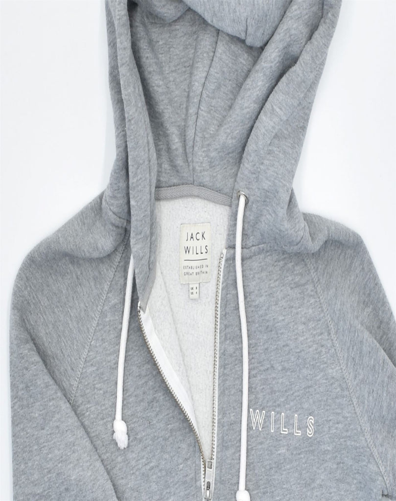 JACK WILLS Womens Zip Hoodie Sweater UK 8 Small Grey Cotton | Vintage | Thrift | Second-Hand | Used Clothing | Messina Hembry 