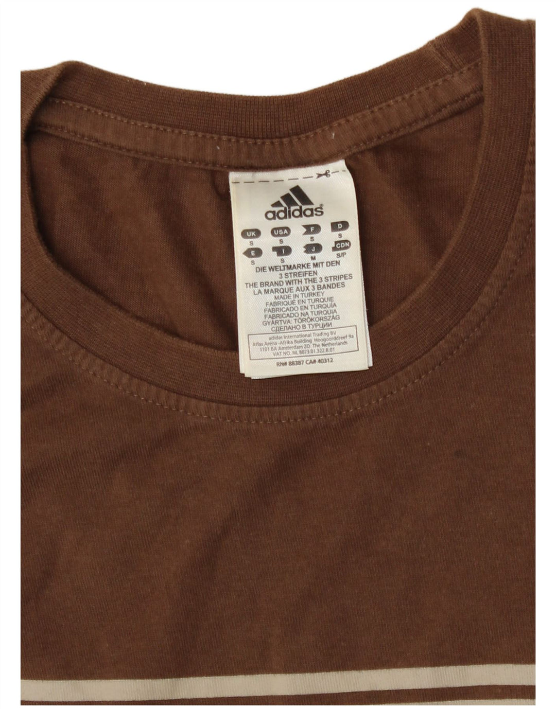 Adidas Mens Graphic T-Shirt Top Small Brown Cotton