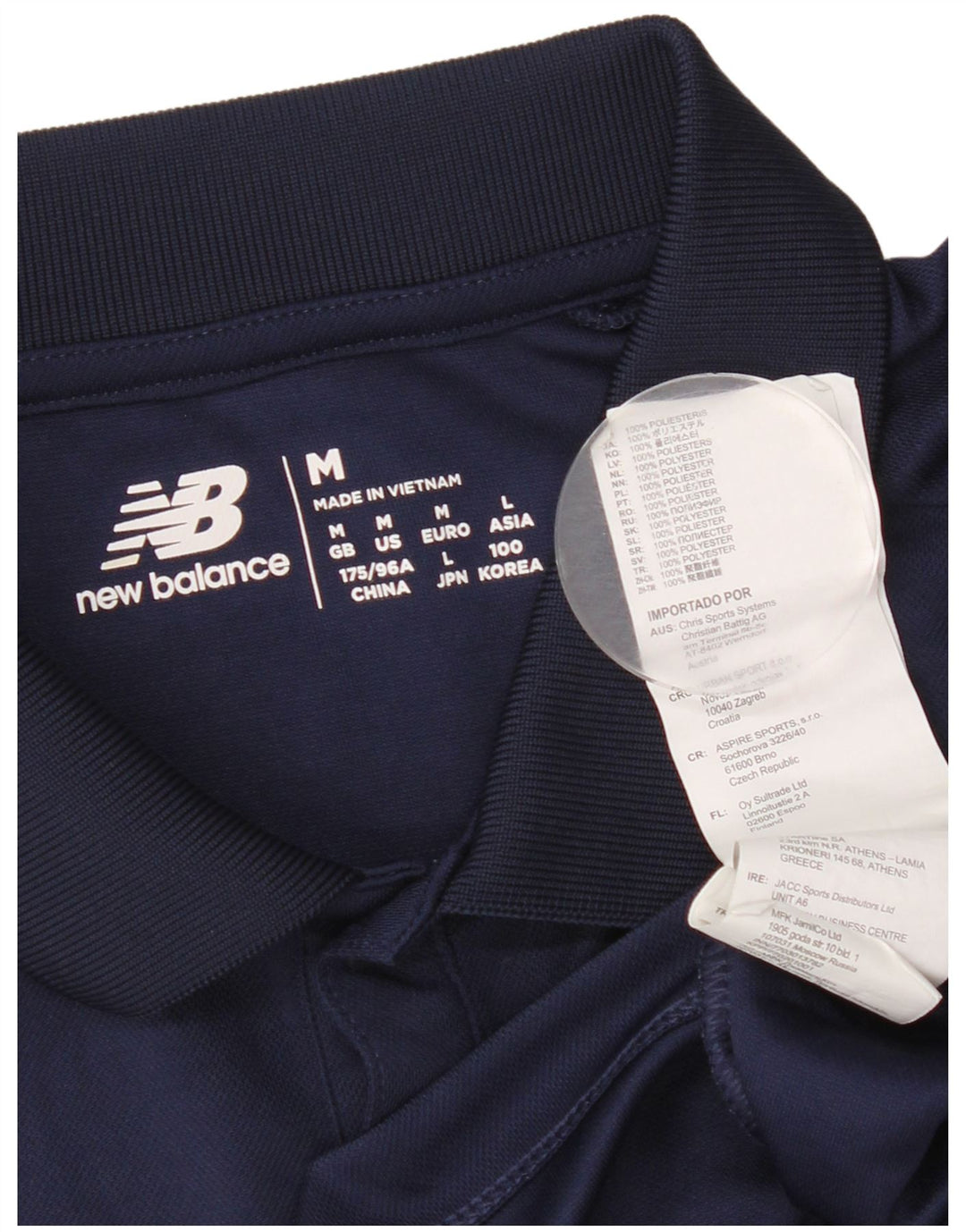 New Balance Mens Graphic Polo Shirt Medium Navy Blue Polyester