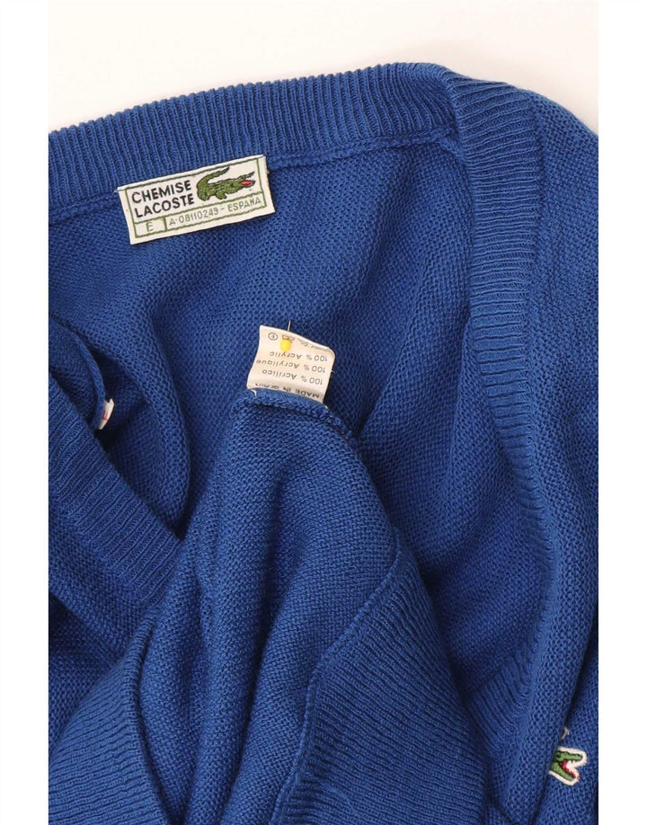 Lacoste Mens V-Neck Jumper Sweater Medium Blue Acrylic