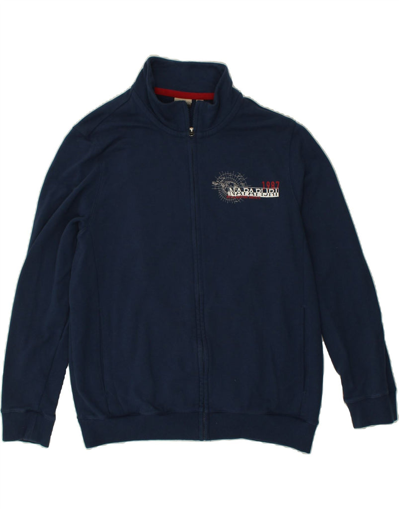 NAPAPIJRI Mens Tracksuit Top Jacket 2XL Navy Blue Cotton | Vintage Napapijri | Thrift | Second-Hand Napapijri | Used Clothing | Messina Hembry 