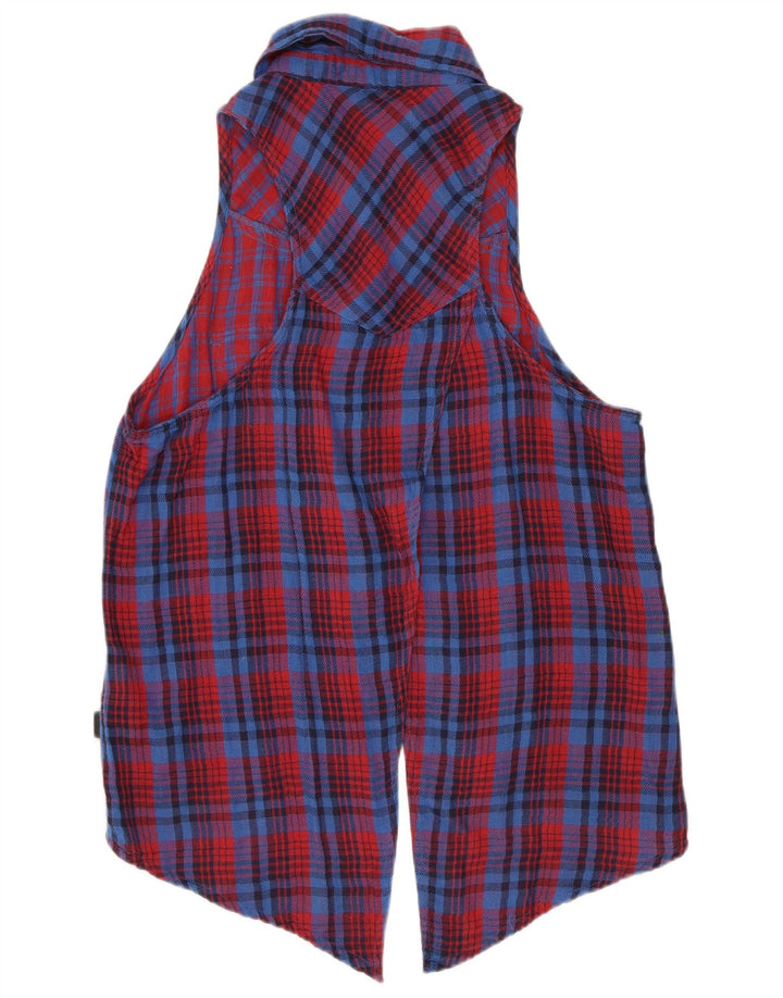 Vans Womens Sleeveless Shirt Blouse UK 12 Medium Red Check Cotton