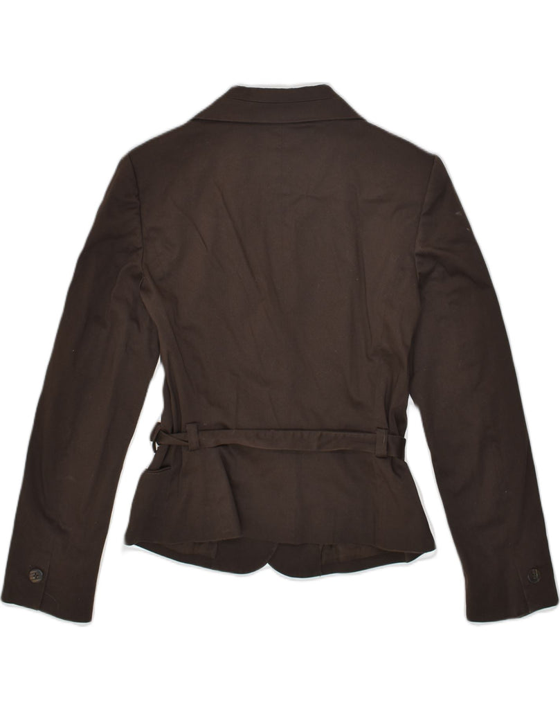 MEXX Womens 2 Button Blazer Jacket UK 12 Medium Brown Cotton | Vintage Mexx | Thrift | Second-Hand Mexx | Used Clothing | Messina Hembry 