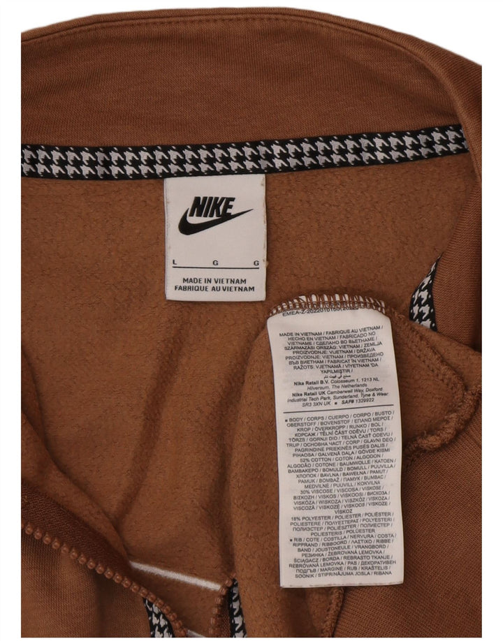 Nike Womens Graphic Oversized Sweatshirt Jumper UK 16 Large Brown Cotton
