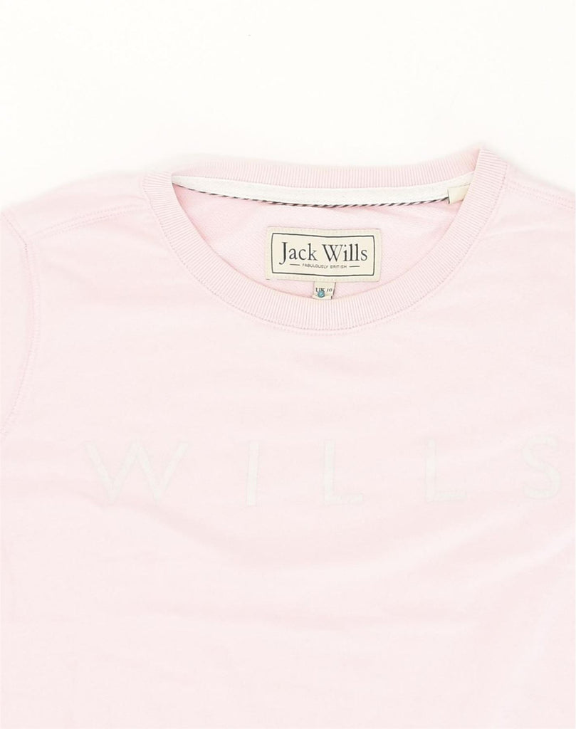 JACK WILLS Womens Graphic Sweatshirt Jumper UK 10 Small  Pink Cotton | Vintage Jack Wills | Thrift | Second-Hand Jack Wills | Used Clothing | Messina Hembry 