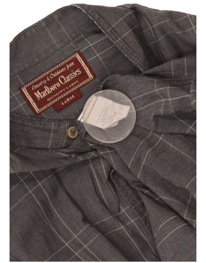 Marlboro Classics Mens Shirt Large Grey Check Cotton