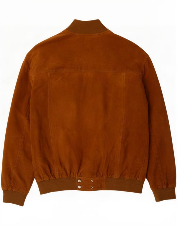 Vintage Mens Suede Bomber Jacket IT 60 5XL Brown Leather