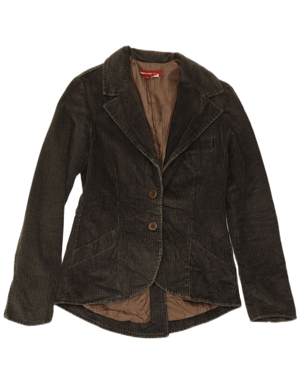 Zara Womens Trafaluc 2 Button Blazer Jacket UK 14 Large Khaki Cotton