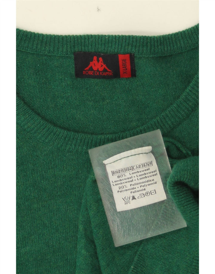 Kappa Mens Crew Neck Jumper Sweater XL Green Lambswool