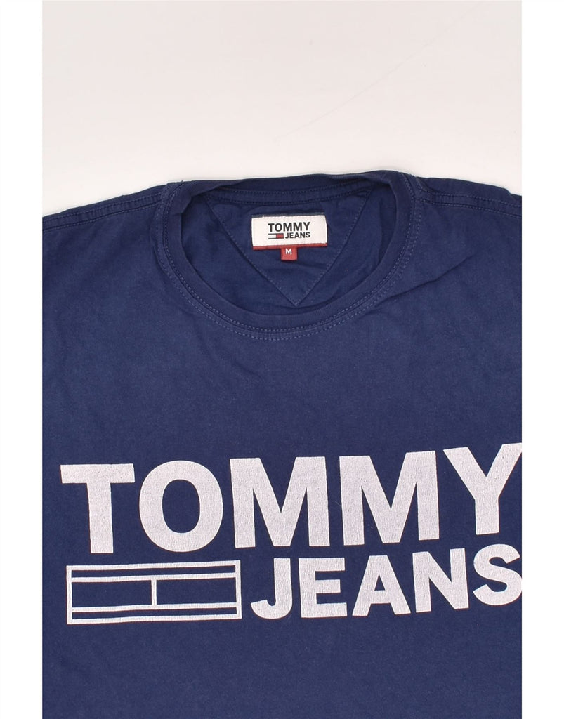 TOMMY HILFIGER Mens Graphic T-Shirt Top Medium Navy Blue Cotton | Vintage Tommy Hilfiger | Thrift | Second-Hand Tommy Hilfiger | Used Clothing | Messina Hembry 