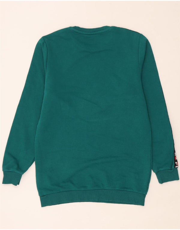 Fila Mens Graphic Sweatshirt Jumper Medium Green Colourblock Cotton