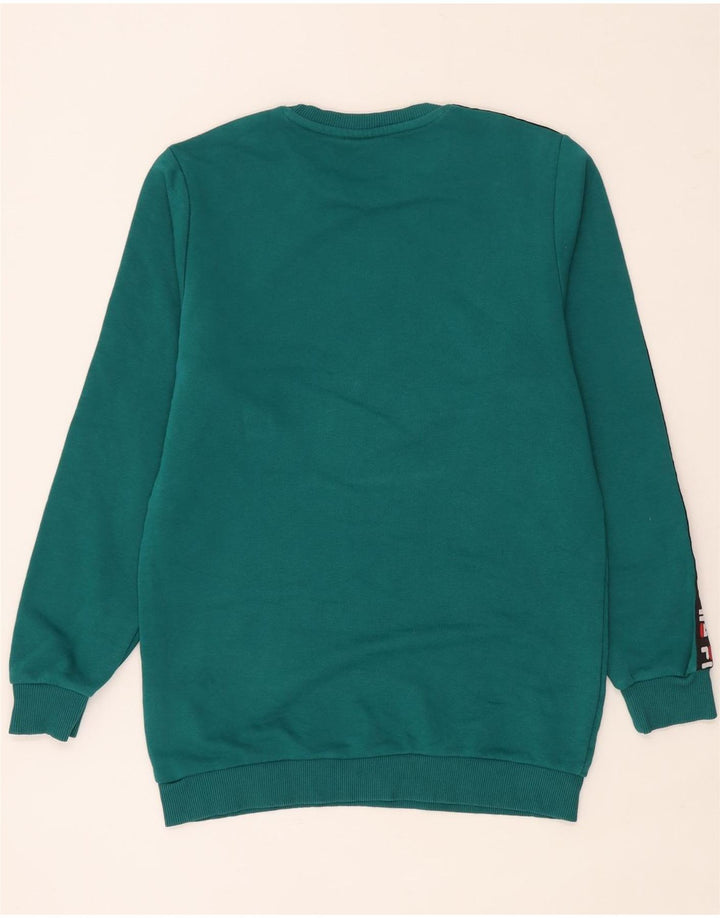 Fila Mens Graphic Sweatshirt Jumper Medium Green Colourblock Cotton