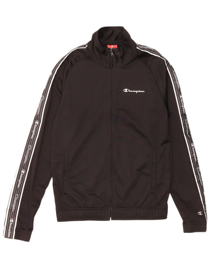 Champion Mens Graphic Tracksuit Top Jacket Small Black Polyester