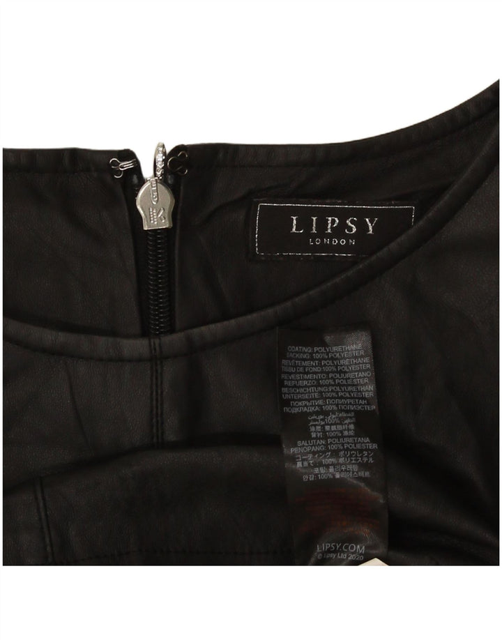 Lipsy Womens Faux Leather Dress UK 14 Medium Black Polyurethane