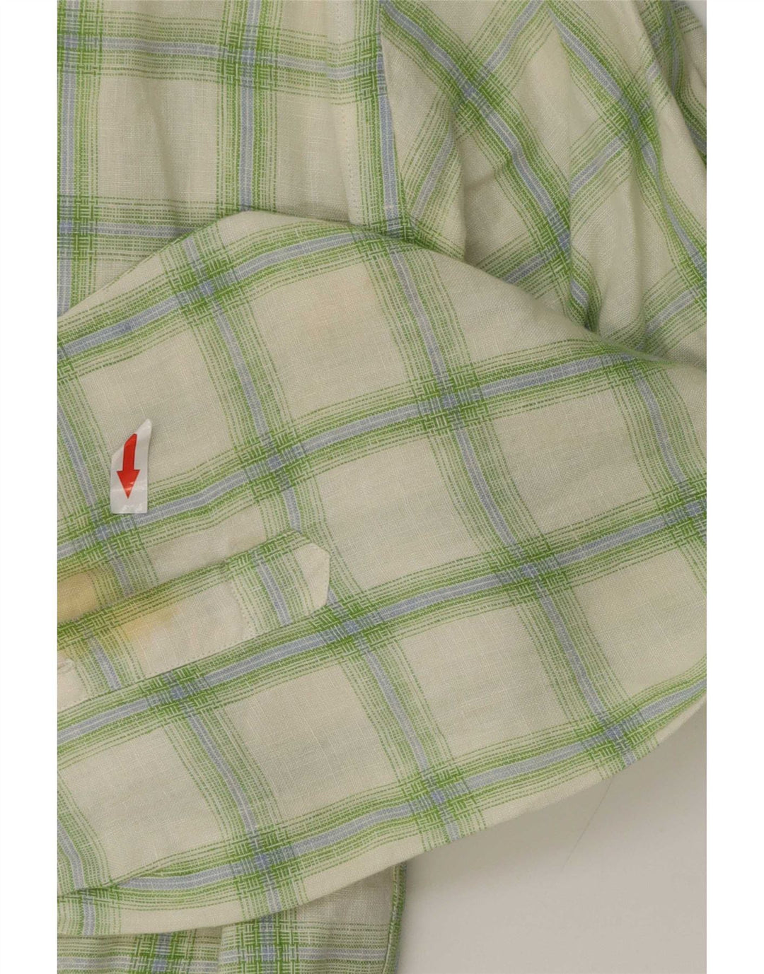 Massimo Dutti Mens Shirt Size 44 XL Green Check Linen