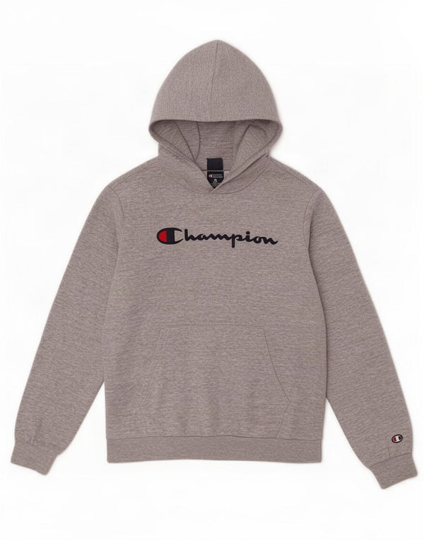 Champion Boys Graphic Hoodie Jumper 15-16 Years 2XL Grey Flecked Cotton