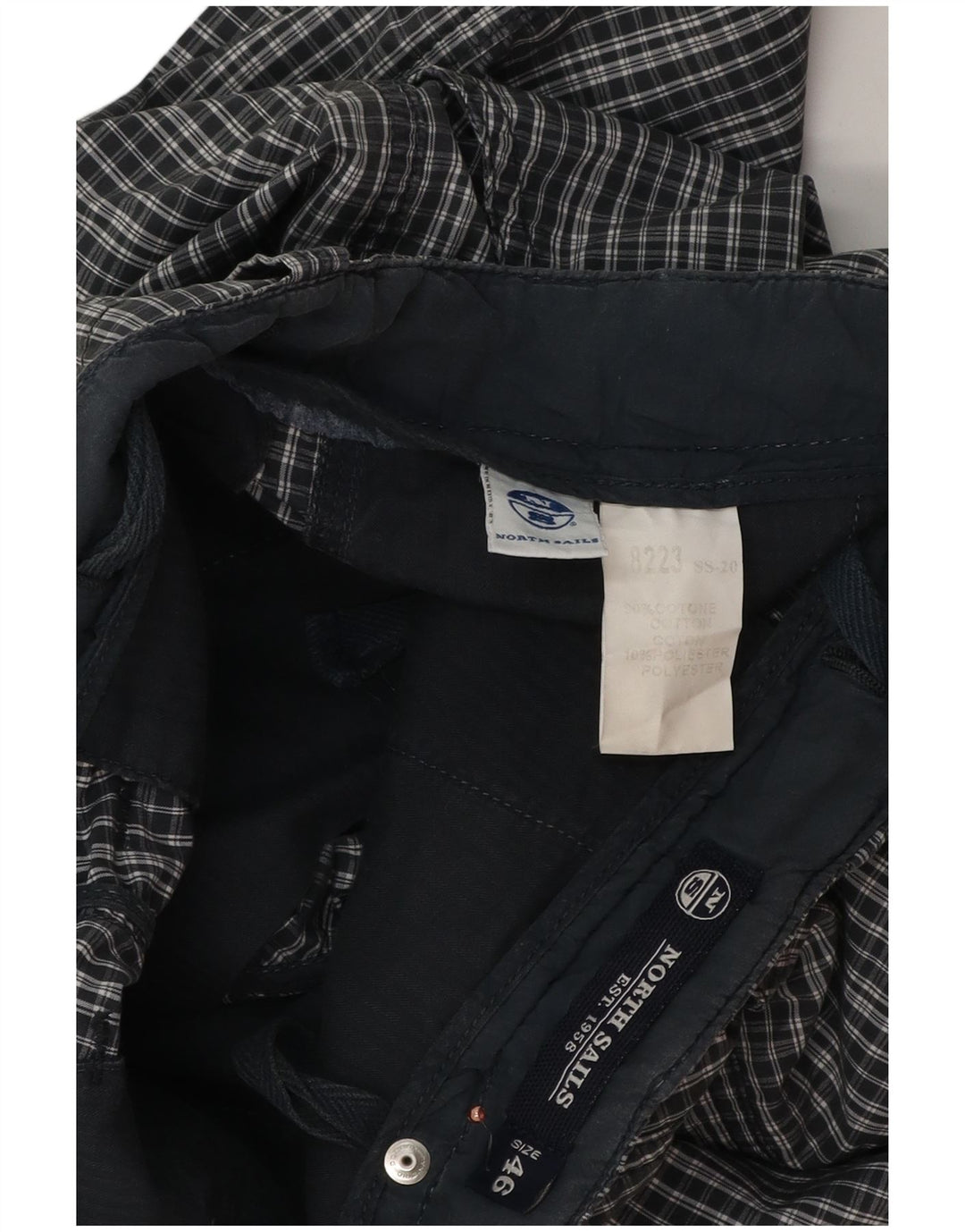 North Sails Mens Chino Shorts IT 46 Small W32  Navy Blue Check Cotton