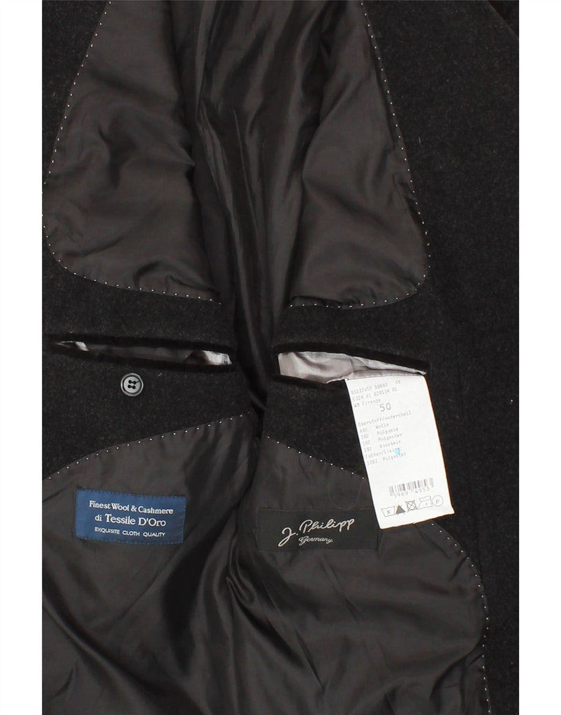 J. PHILIPP Mens Overcoat IT 50 Large Black Wool Vintage J. Philipp and Second-Hand J. Philipp from Messina Hembry 