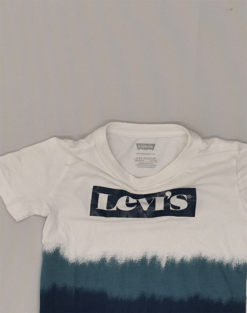 LEVI'S Boys Graphic T-Shirt Top 3-4 Years White Colourblock Cotton | Vintage Levi's | Thrift | Second-Hand Levi's | Used Clothing | Messina Hembry 