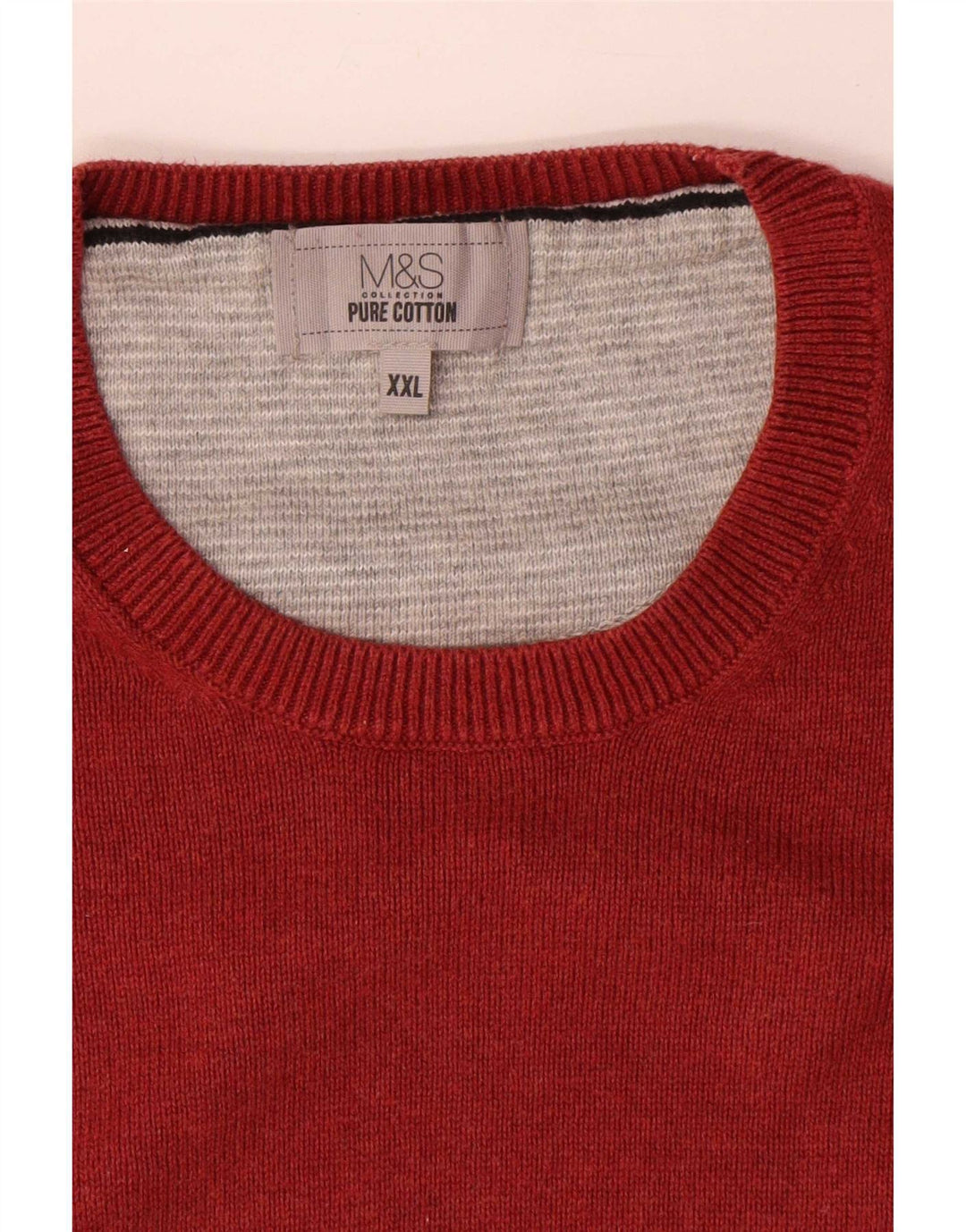 Marks & Spencer Mens Crew Neck Jumper Sweater 2XL Red Cotton