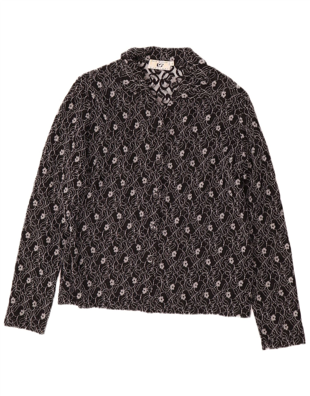 SARA GLENZER Womens Shirt Blouse IT 44 Medium Black Floral