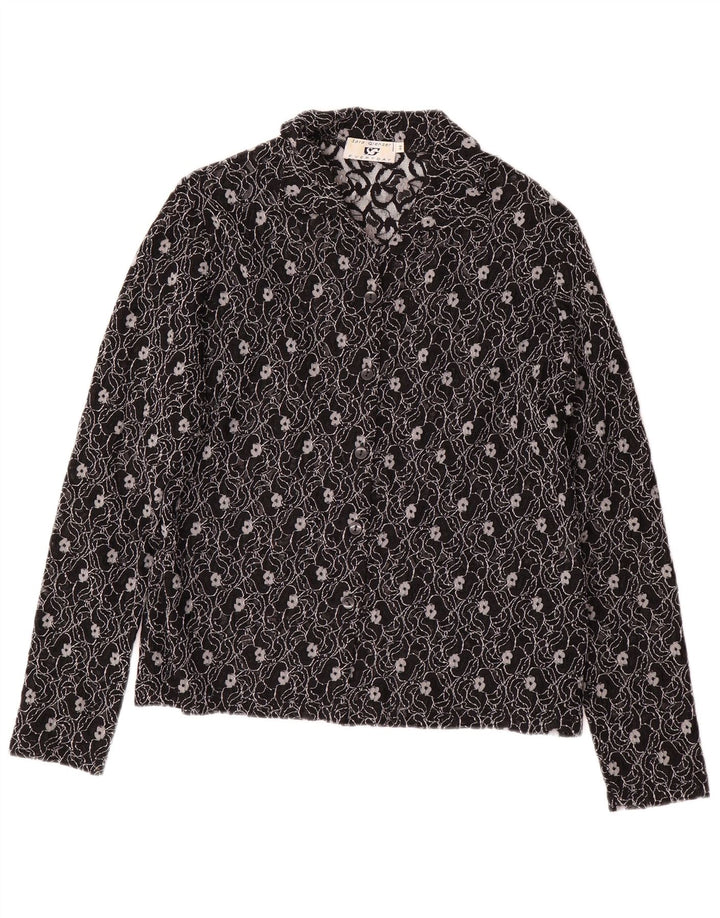 SARA GLENZER Womens Shirt Blouse IT 44 Medium Black Floral