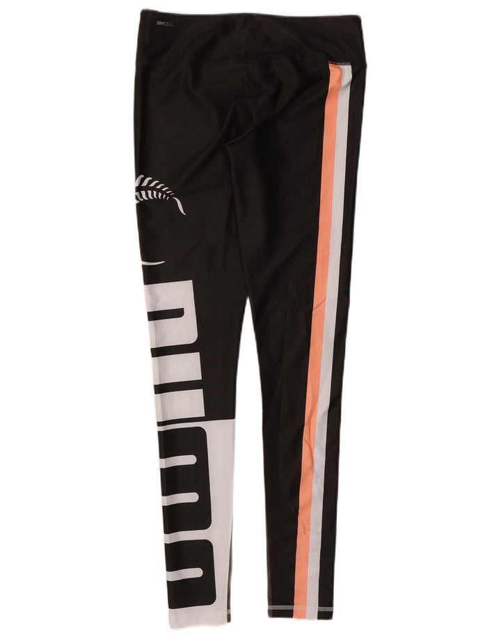 PUMA Womens Graphic Leggings UK 12 Medium  Black Colourblock Polyester