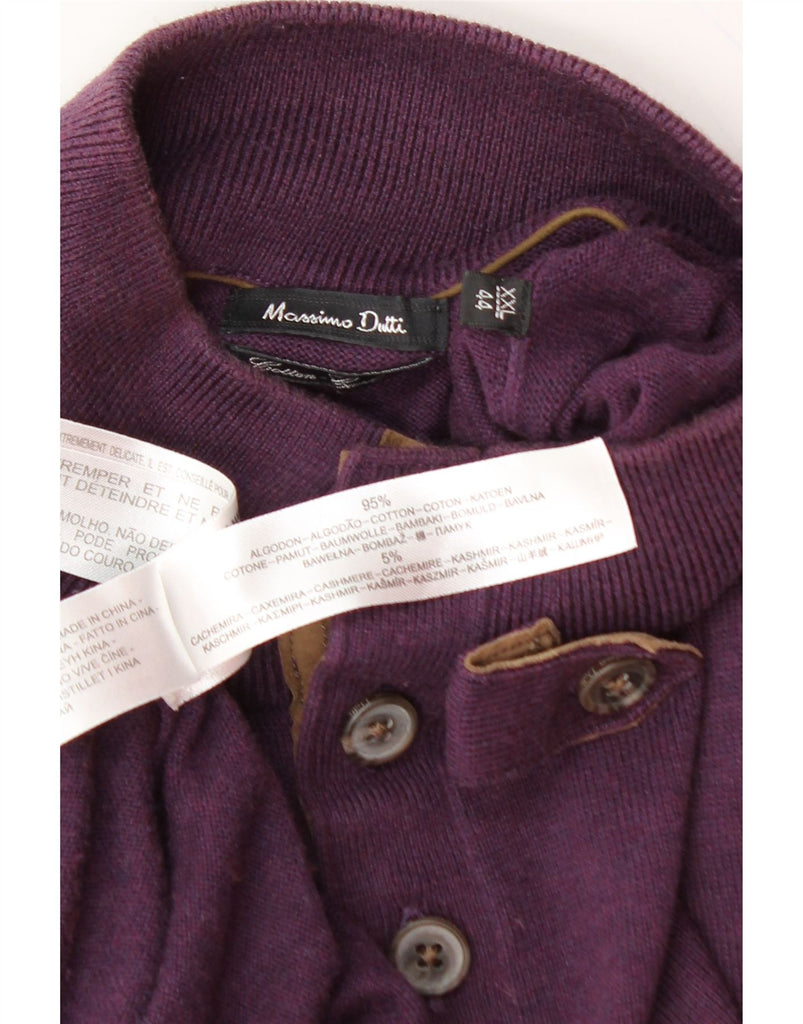MASSIMO DUTTI Mens Button Neck Jumper Sweater 2XL Purple Cotton Vintage Massimo Dutti and Second-Hand Massimo Dutti from Messina Hembry 