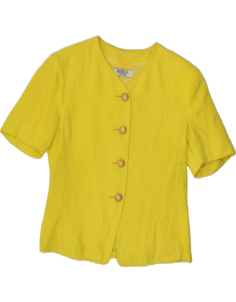 MARELLA Womens Short Sleeve 2 Piece Skirt Set UK 14 Large  W26 Yellow | Vintage Marella | Thrift | Second-Hand Marella | Used Clothing | Messina Hembry 