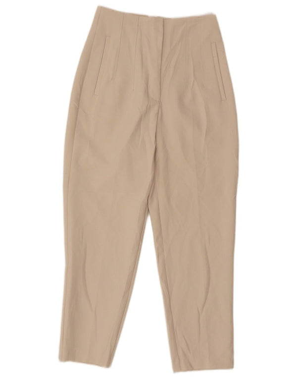 Zara Womens High Waist Suit Trousers Small W26 L25 Beige