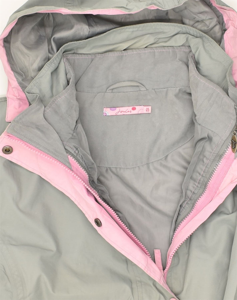 JOULES Womens Hooded Windbreaker Jacket UK 14 Large  Grey Polyamide | Vintage Joules | Thrift | Second-Hand Joules | Used Clothing | Messina Hembry 