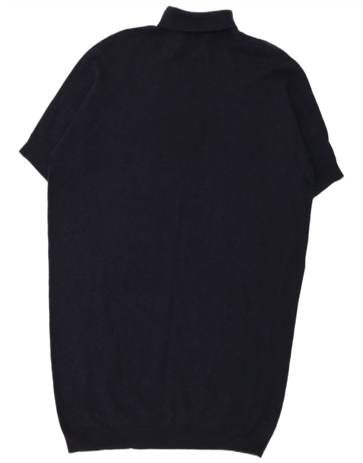 Cos Womens Roll Neck Oversized Jumper Dress UK 16 Large Navy Blue Wool