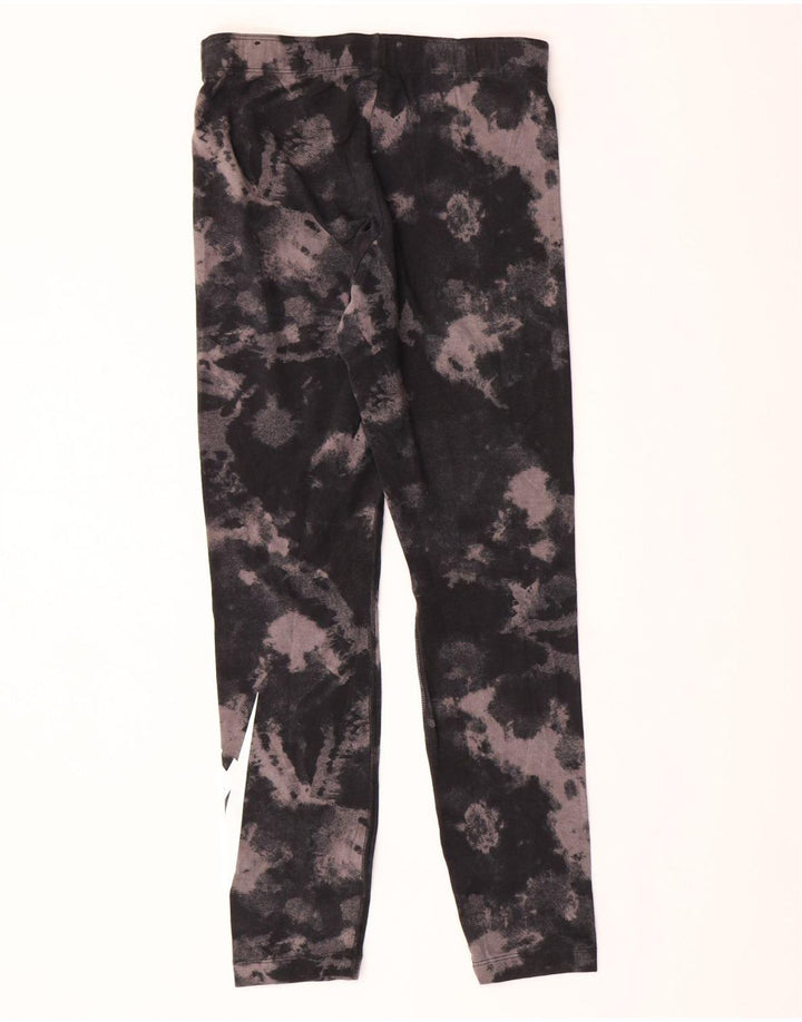 NIKE Womens Graphic Leggings UK 8 Small Black Tie Dye Cotton Vintage Nike and Second-Hand Nike from Messina Hembry 