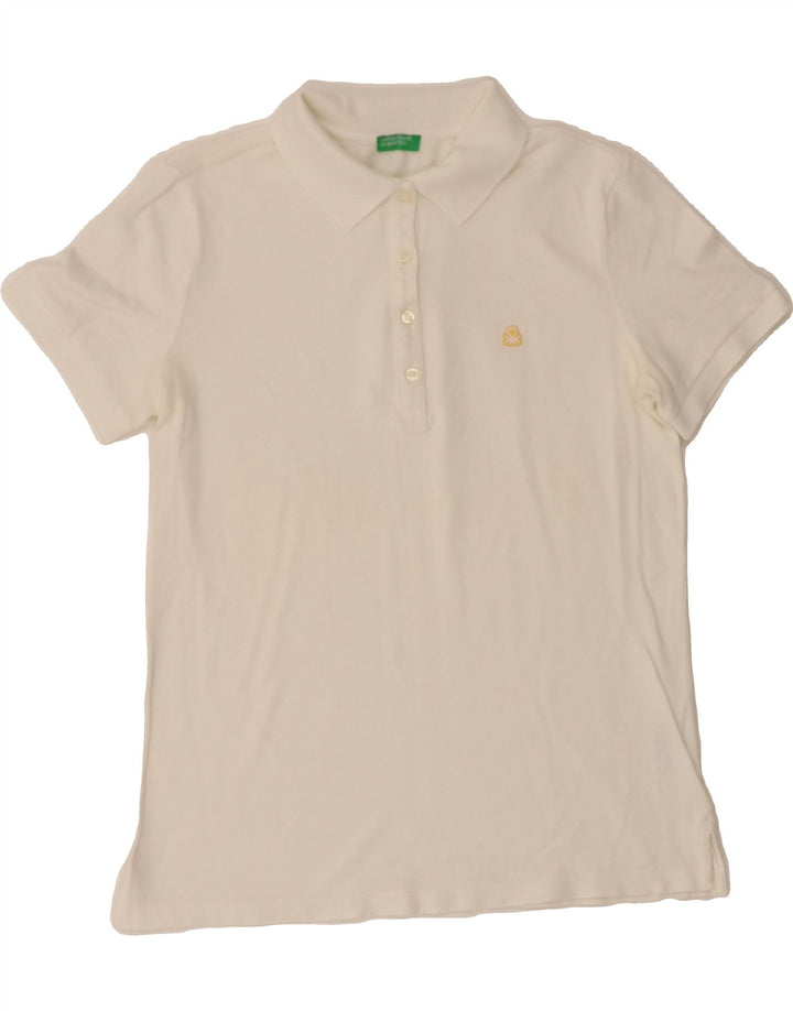 BENETTON Womens Polo Shirt UK 10 Small White Cotton Vintage Benetton and Second-Hand Benetton from Messina Hembry 