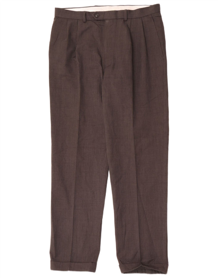 Marks & Spencer Mens Pegged Suit Trousers W34 L33 Grey Polyester