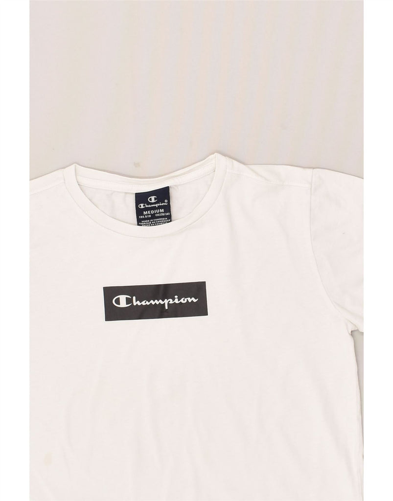 CHAMPION Boys Graphic T-Shirt Top 9-10 Years Medium White Cotton | Vintage Champion | Thrift | Second-Hand Champion | Used Clothing | Messina Hembry 