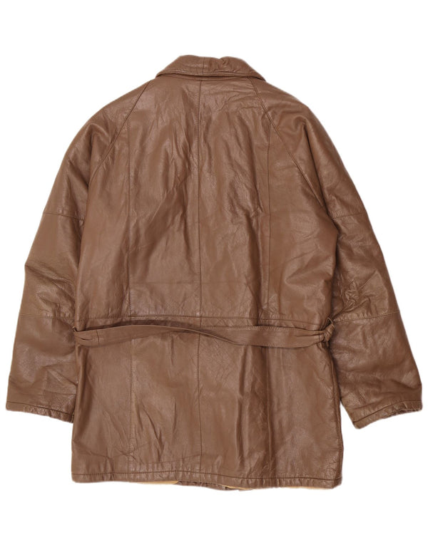 Vintage Mens Classic Fit Leather Jacket UK 40 Large Brown
