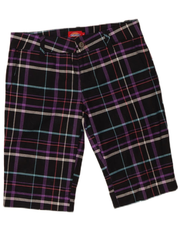 Dickies Womens Bermuda Chino Shorts US 3 XS W28 Black Check Cotton