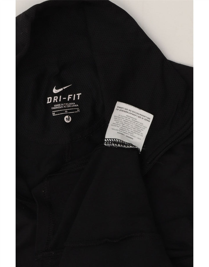 NIKE Womens Dri Fit Zip Neck Pullover Tracksuit Top UK 12 Medium Navy Blue