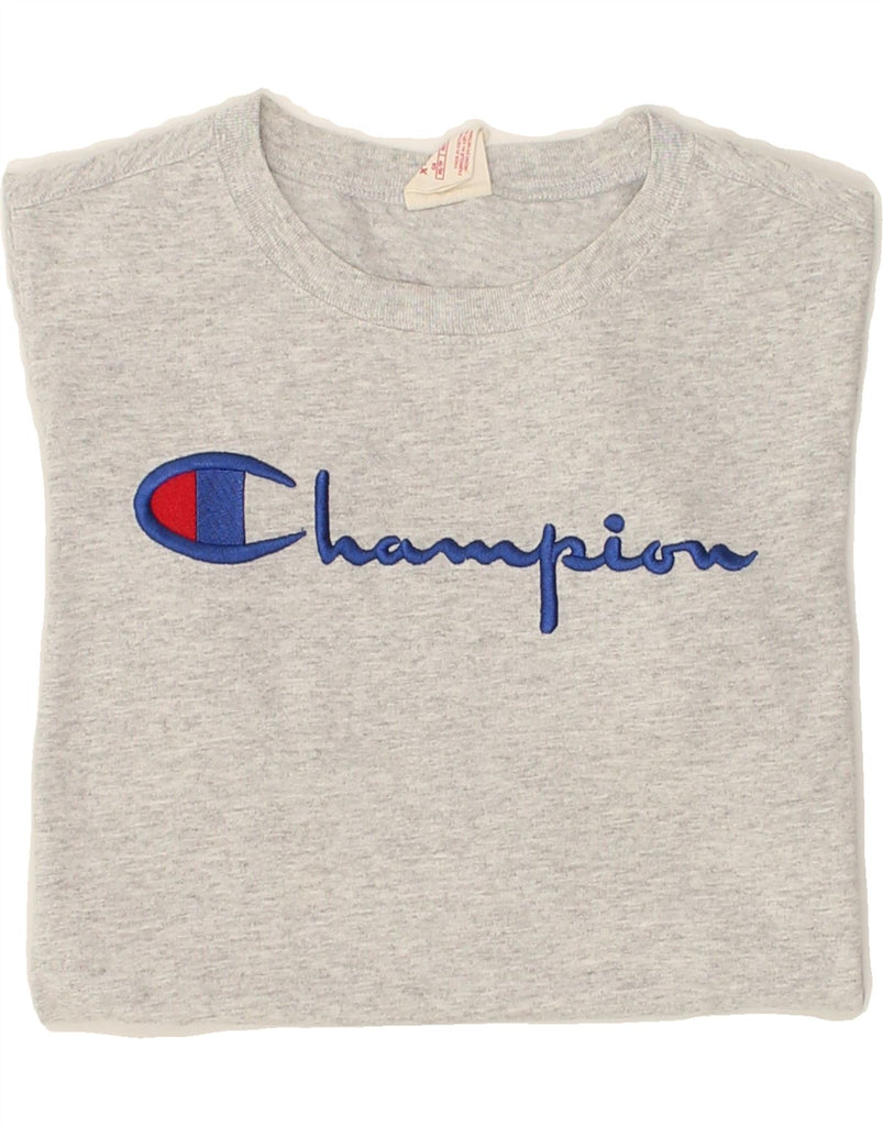 CHAMPION Womens Graphic T-Shirt Top UK 6 XS Grey Cotton | Vintage Champion | Thrift | Second-Hand Champion | Used Clothing | Messina Hembry 