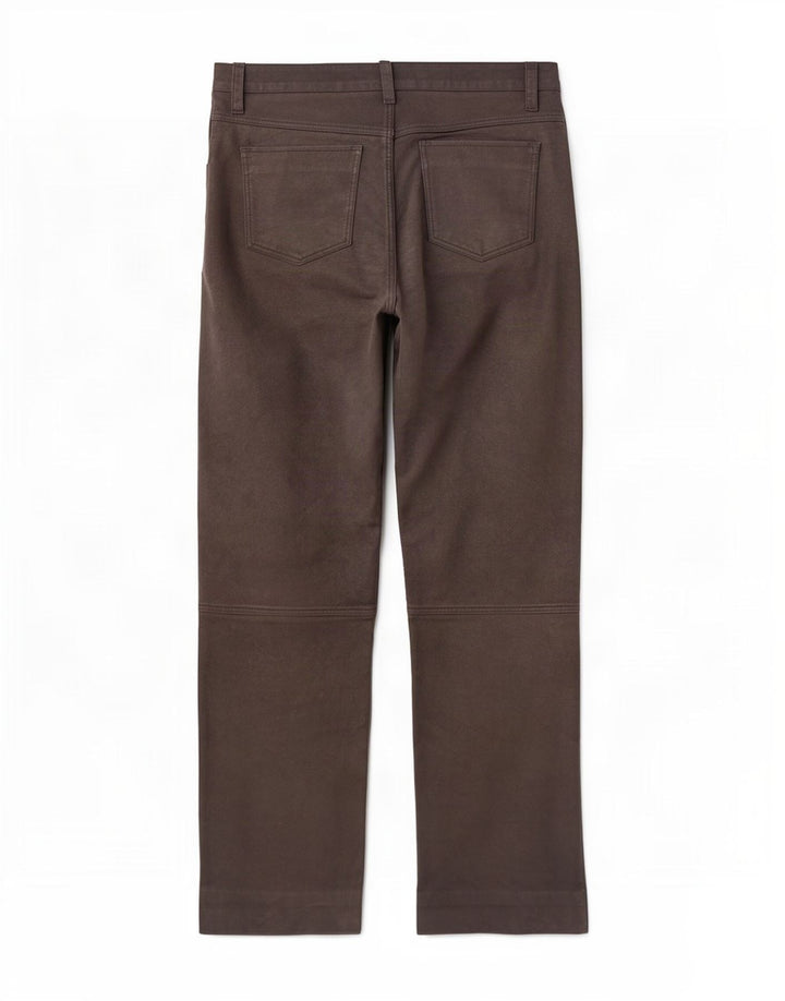 Vintage Mens Straight Leather Trousers W34 L32 Brown
